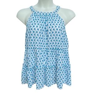 Torrid Babydoll Eyelet Tiered Top Womens Size 2X White Blue Rayon Sleeveless